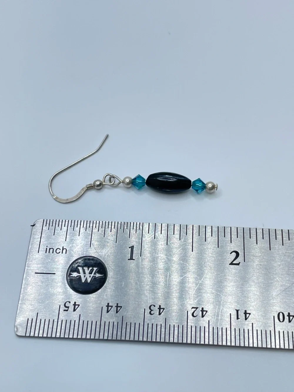 925 Sterling Silver Abalone Shell Teal Crystal Dangle Earrings Elegant